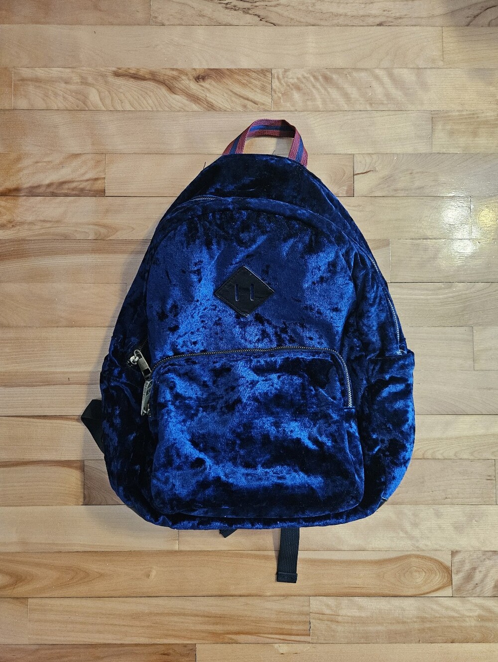 Madden Girl by Steve Madden Backpack Royal Blue Velour Crushed Velvet Look Bag